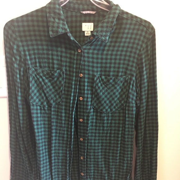 Tops - Green and Black Plaid Shirt